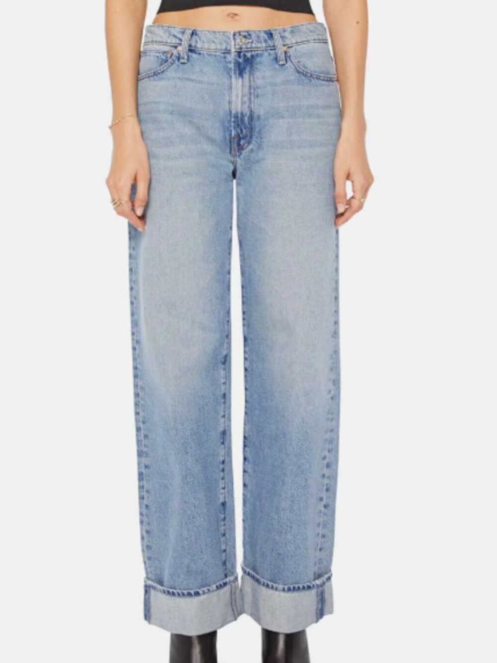 MOTHER The Dodger Skimp High Waist Cuffed Hem Wide Leg Jeans 23W